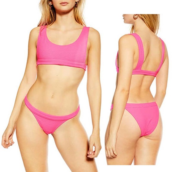 Topshop Other - Topshop Crinkle Tanga Bikini Two Piece Hot Pink 6